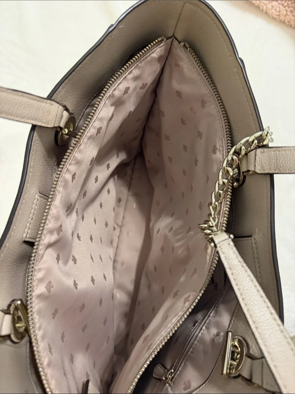 kate spade Dusty Taupe Leather Chain-Handle Tote